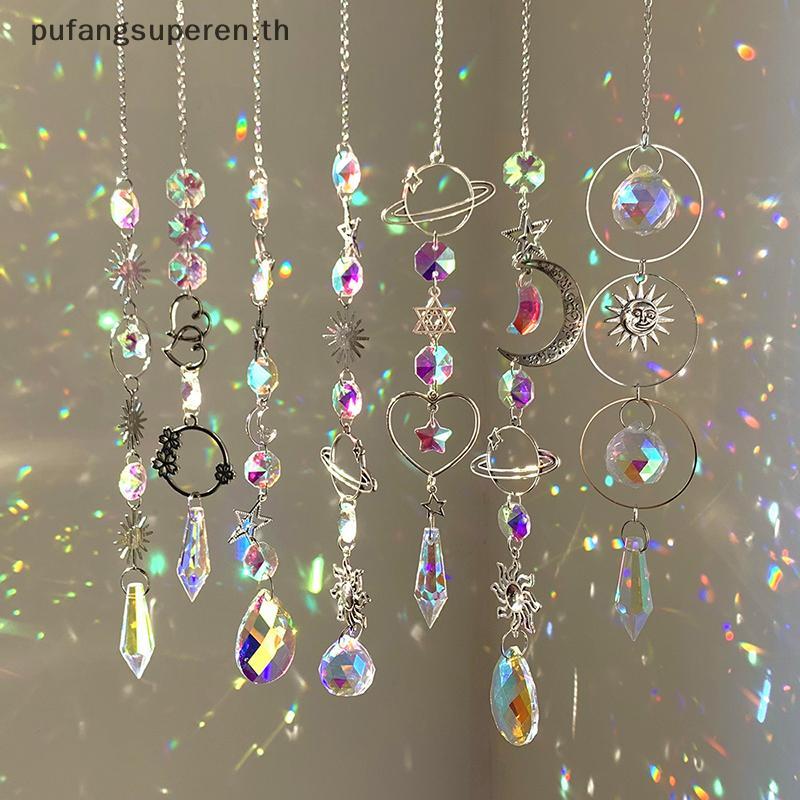 PUREN แขวนจี้คริสตัล Garden Suncatcher Wind Chimes Rainbow Prism คริสตัลสําหรับตกแต่งหน้าต่าง.