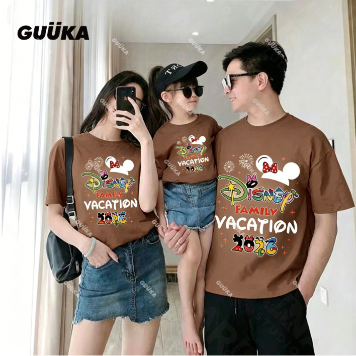 GUUKA เสื้อผ้าจับคู่ แม่และเด็ก Family Outfit Vacation Short Sleeve Cotton Breathable Trending