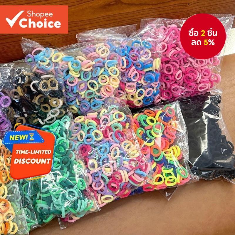 ยางรัดผมไม่มีความเสียหาย 500 ชิ้นสําหรับผู้หญิงและเด็ก, ยางรัดผมสีสันสดใสสไตล์เกาหลี, อุปกรณ์ผมหางม้าสูง