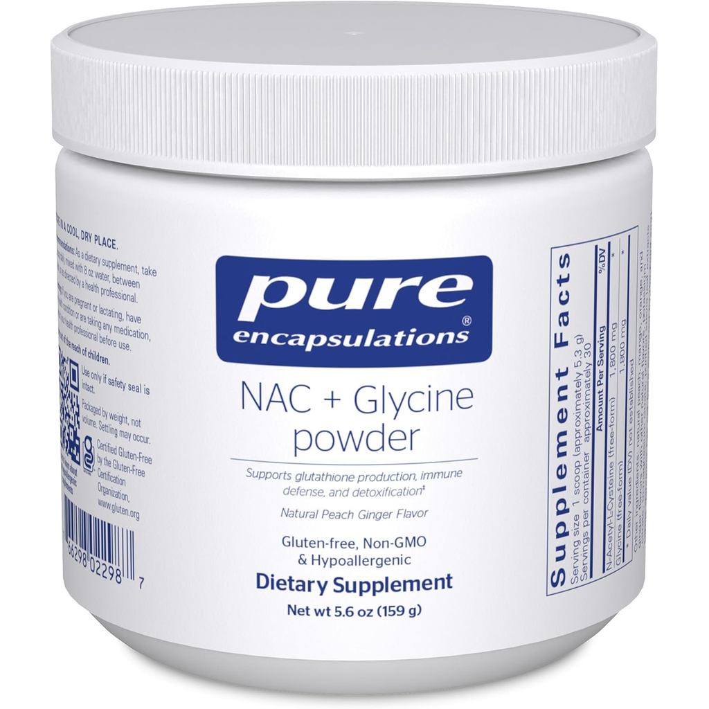 Encapsulations บริสุทธิ์ NAC + Glycine Powder - Immune Support, Detox Cleanse & Glutathione* - กรดอะ