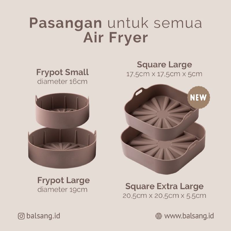 Balsang Pot Small / Square / Large Air Fryer Silicone Pot Airfyer Basket