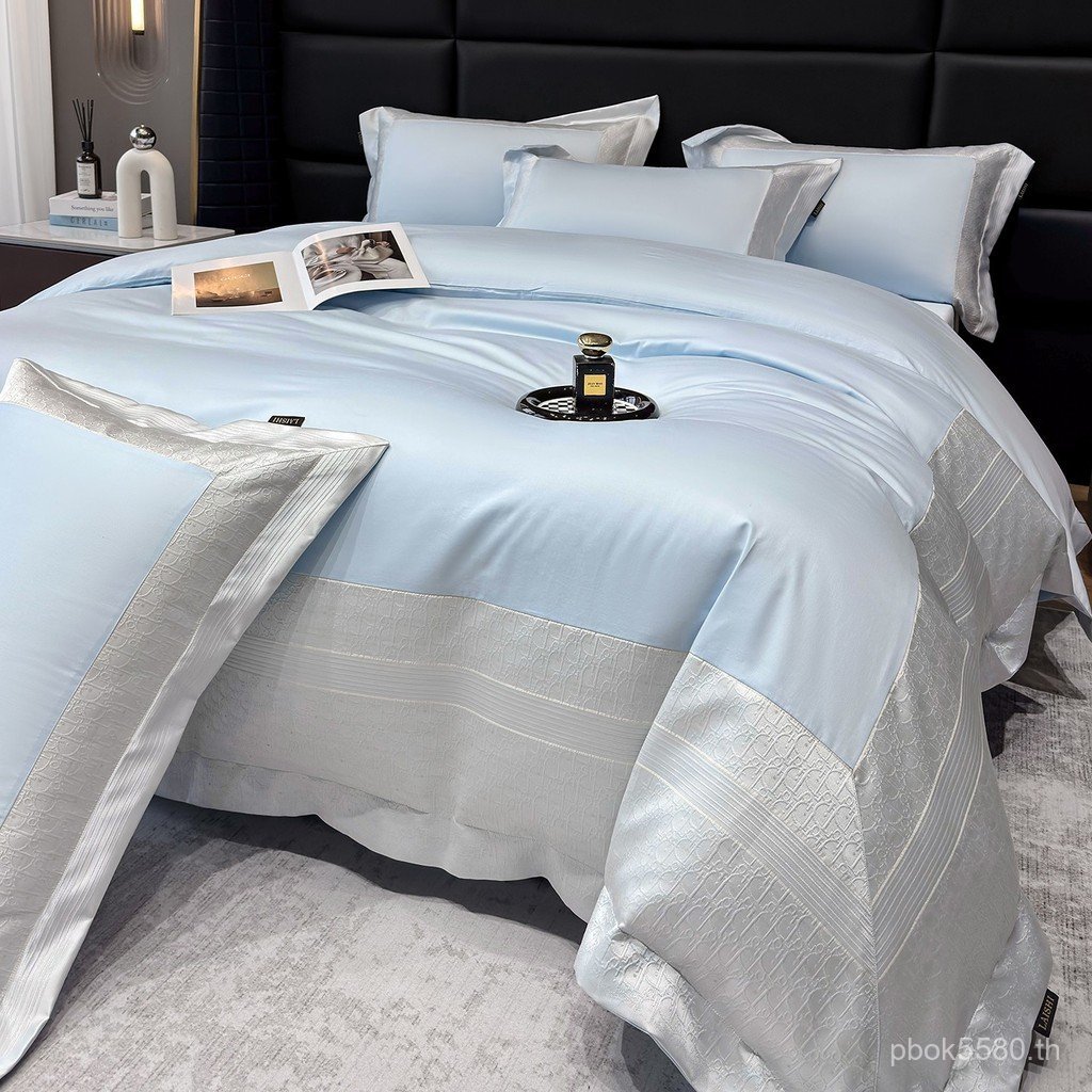 Jacquard Cotton Pure Cotton French หนา 2026 ทอขนแกะอียิปต์ชุดสี่ชิ้น 50x50s ผ้าไหมทองยาวสไตล์ใหม่ 10