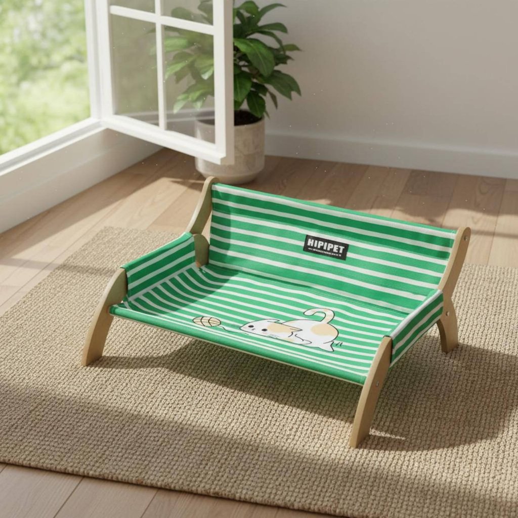 Breathable Elevated Pet Bed Moisture-Proof Wooden Frame Pet Cot สําหรับในร่ม