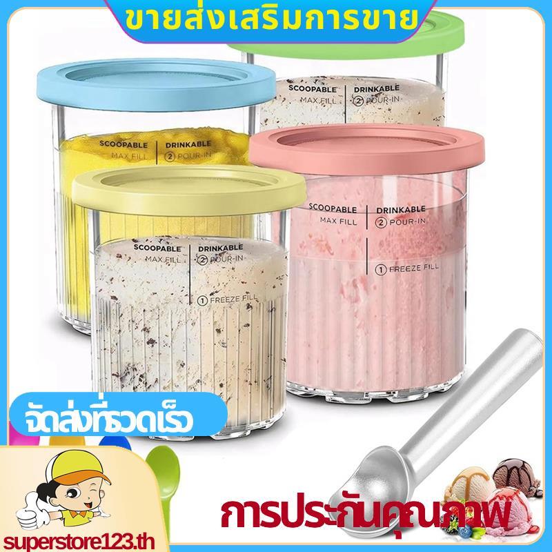 ภาชนะไอศกรีมสําหรับ Creami Pints และฝาปิด 24oz ถ้วย Creami Deluxe NC501 NC500 Series พร้อม Scoops อะ