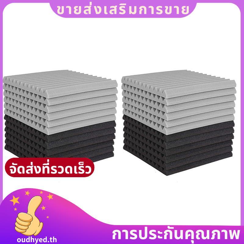 24 ชิ้น Acoustic Foam Board,Studio Wedge Tile,โฟมอะคูสติก Soundproof Pyramid Studio Treatment แผงผนั