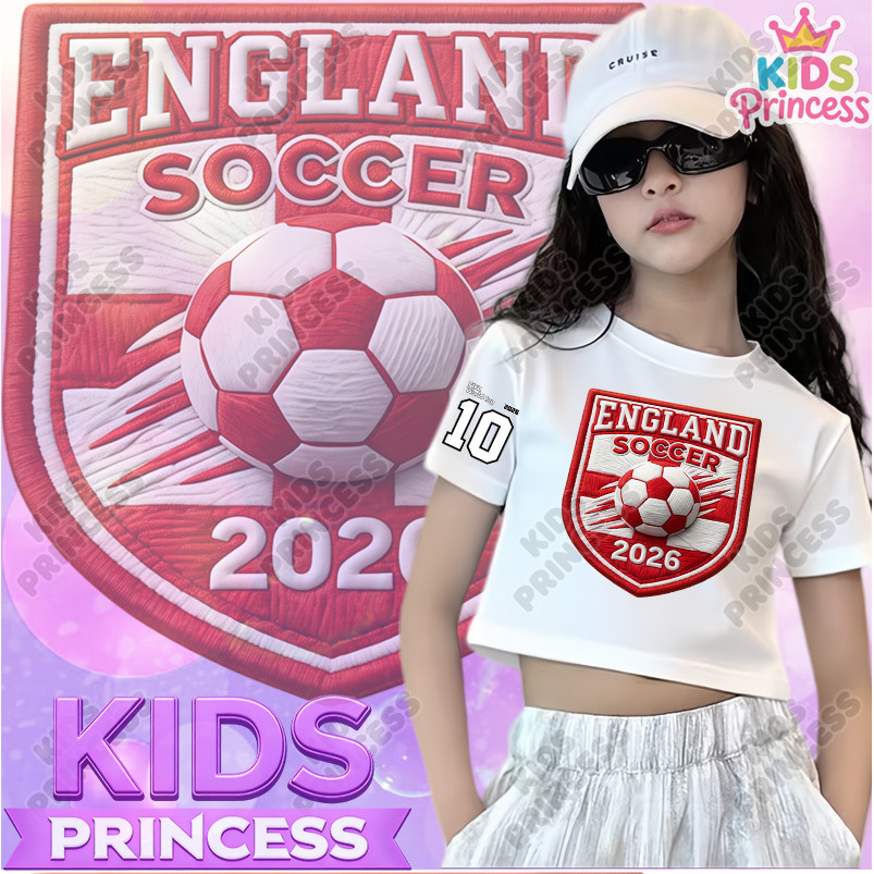 COD 2026 world cup jersey ผลิตภัณฑ์ใหม่ในปี 2026! เสื้อครอป เด็กหญิงแขนสั้นเสื้อยืด พิมพ์เสื้อยืด W45
