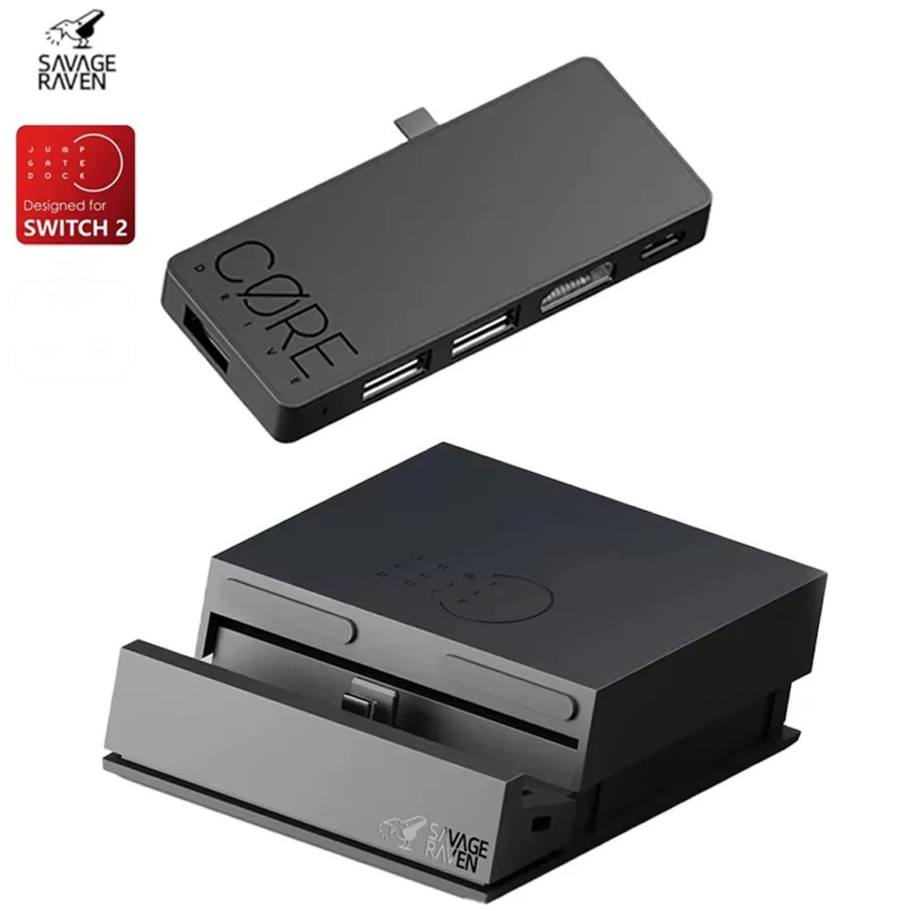 Savage Raven โดย Skull & Co. Jumpgate Dock สําหรับสวิตช์ 2/OLED/แล็ปท็อป/ตู้นึ่งพร้อมสถานีเชื่อมต่อฮับ USB-C แบบพกพาและขาตั้ง