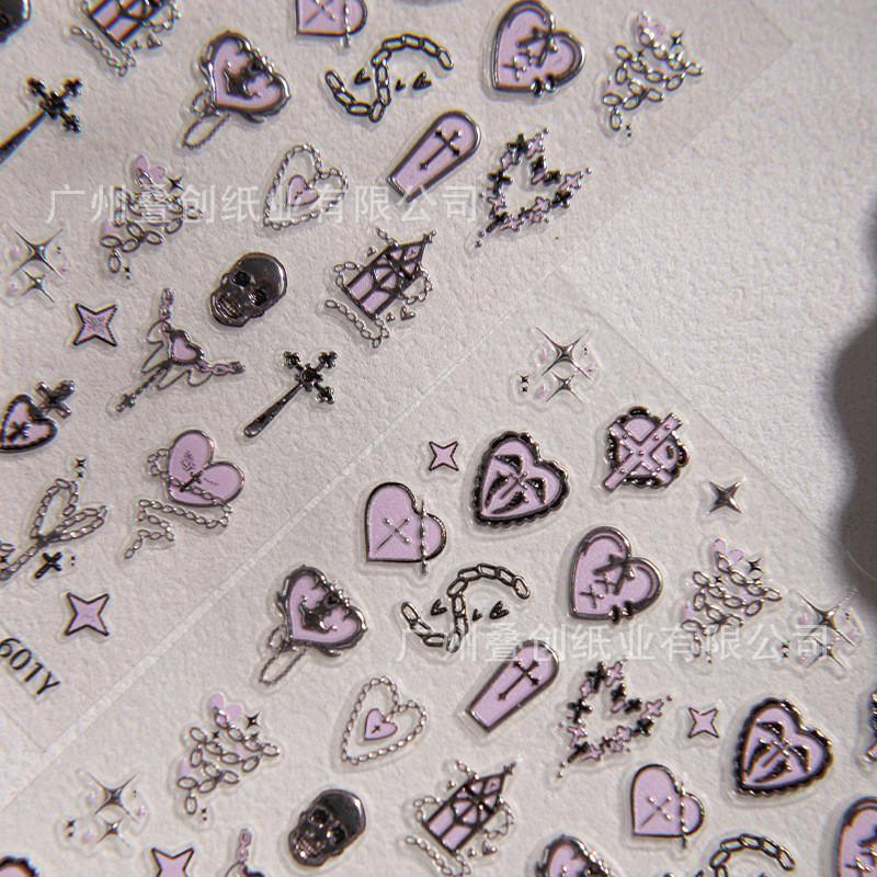 Cyansea Laser Hot Silver Nails Sticker Gothic Pink Hot-sale Nail Sticker Factory Wholesale Nail Stic
