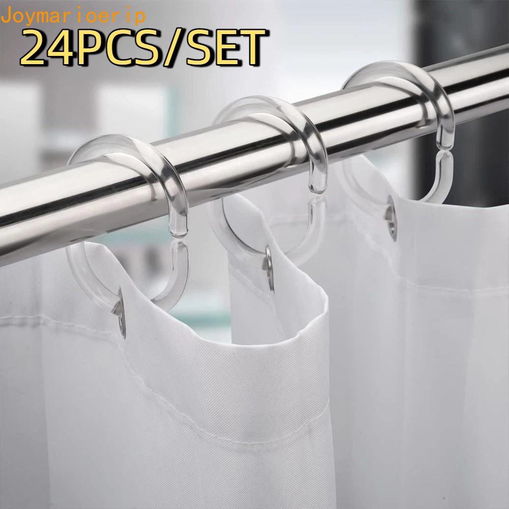 MIRAGE 24 ชิ้นรูปตัว C, แหวนม่านอาบน้ําใสแบบใช้ซ้ําได้, การติดตั้งฝักบัวแบบห่วงพลาสติกแบบถอดได้สะดวก