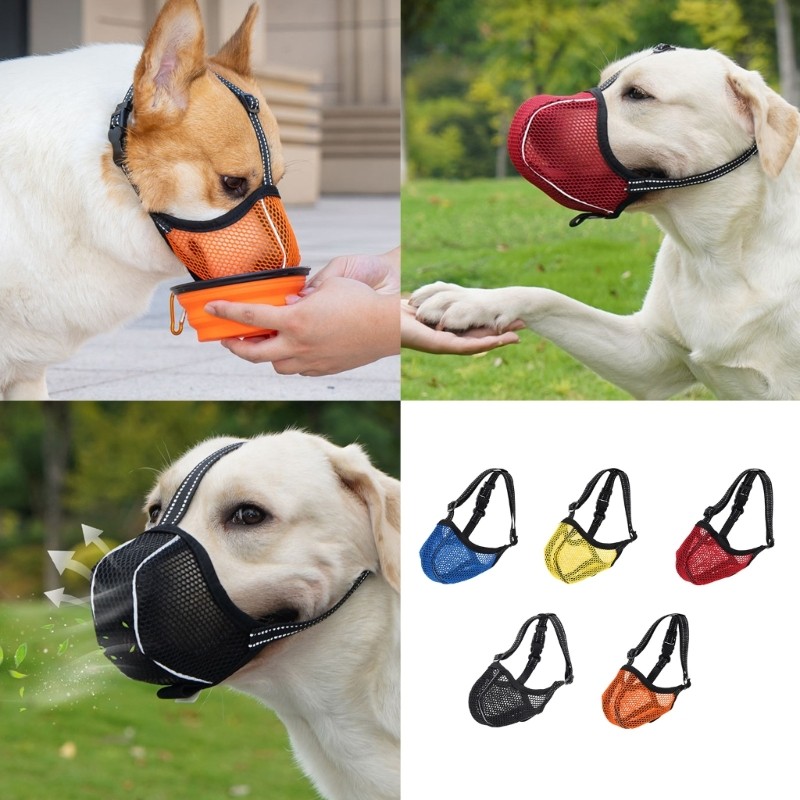 GROUP สบาย Pet Muzzle Large Permeable Dog Mouth Cover Safety Pet Muzzle