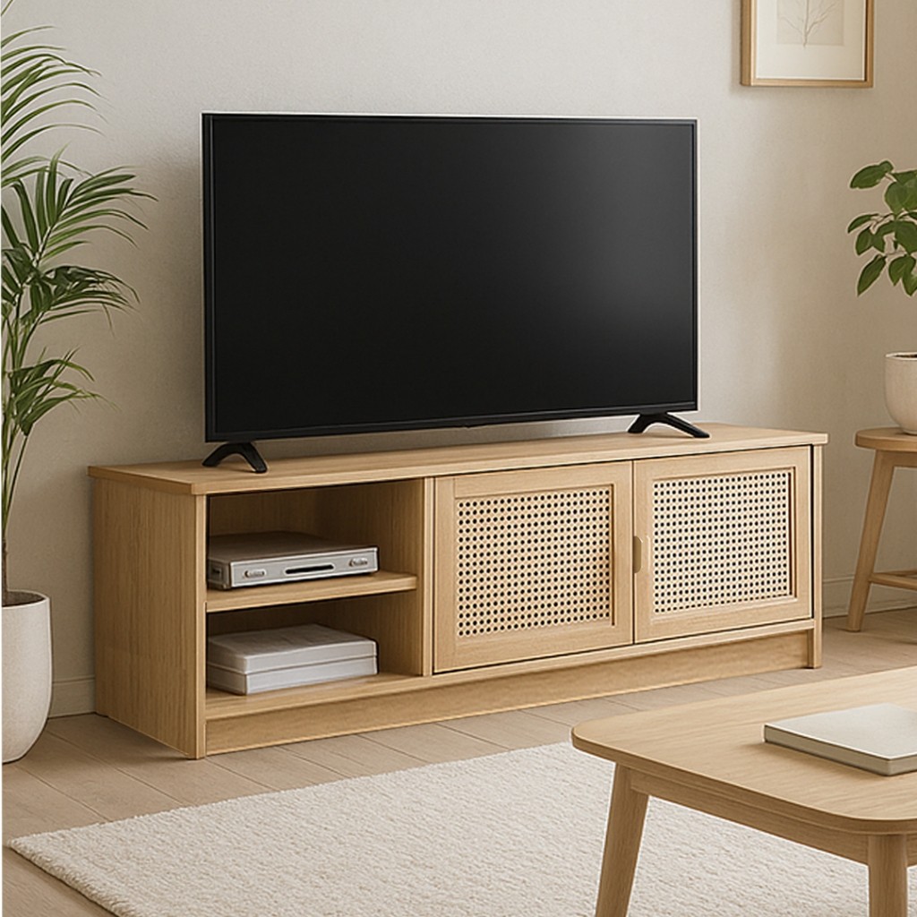 Furniture Direct NOKA ALESANA Printed Rattan features TV Cabinet/Almari Tv/rak tv kayu /Rak TV