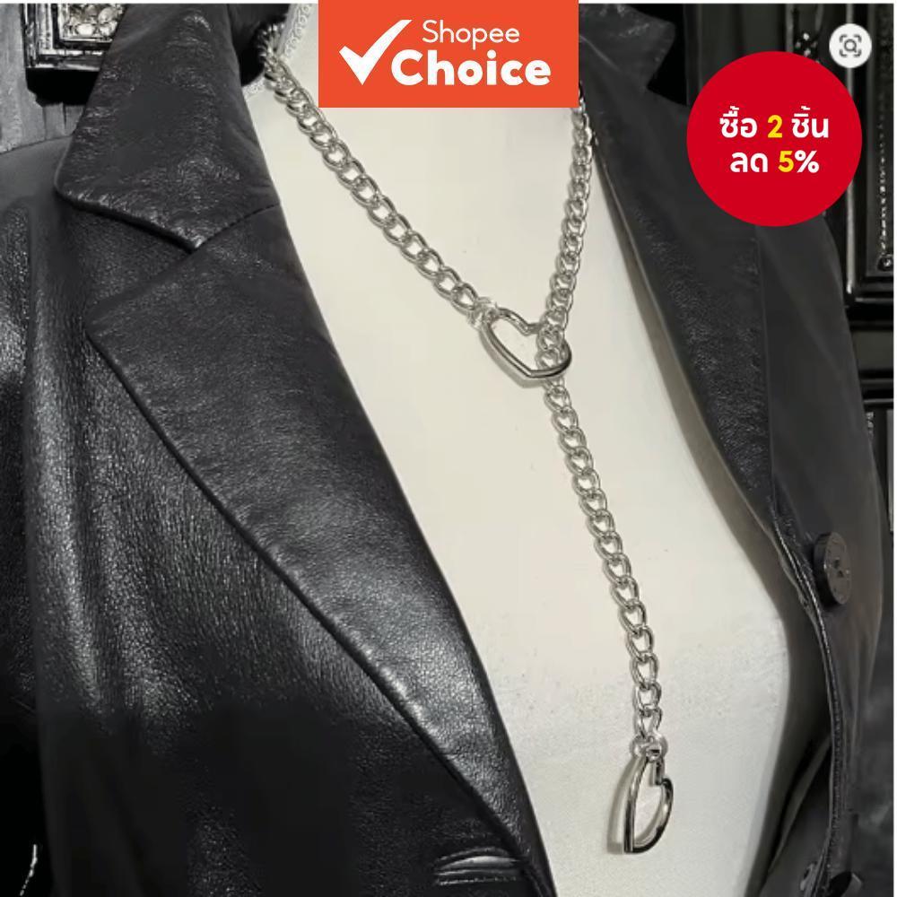 หัวใจLasso Oแหวนเลื่อนสร้อยคอPunk Hip Hop Cuban Y Chain Simple Y2Kเครื่องประดับผู้หญิง
