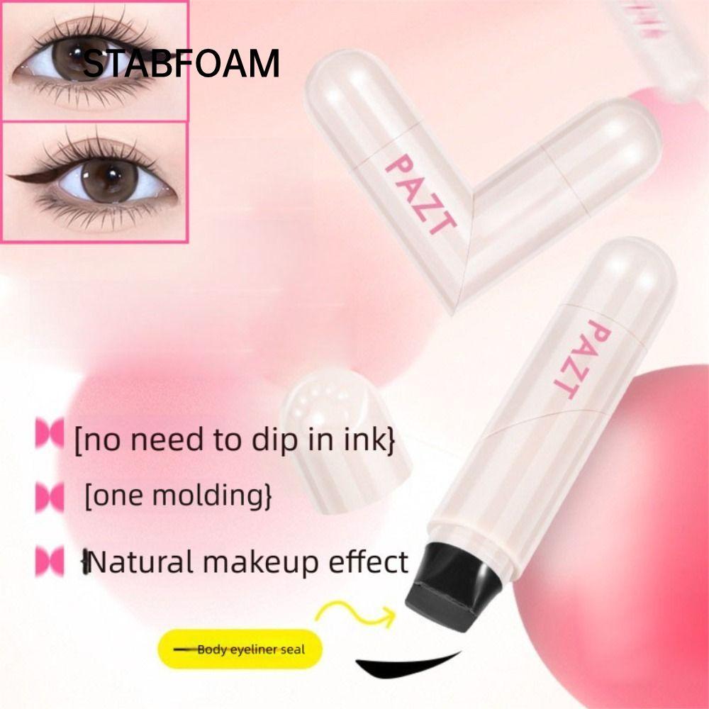 STABFOAM Eye Liner Stamp, Long Lasting Quick Dry Eyeliner Stamp, Portable Rotatable Black Color Eyel