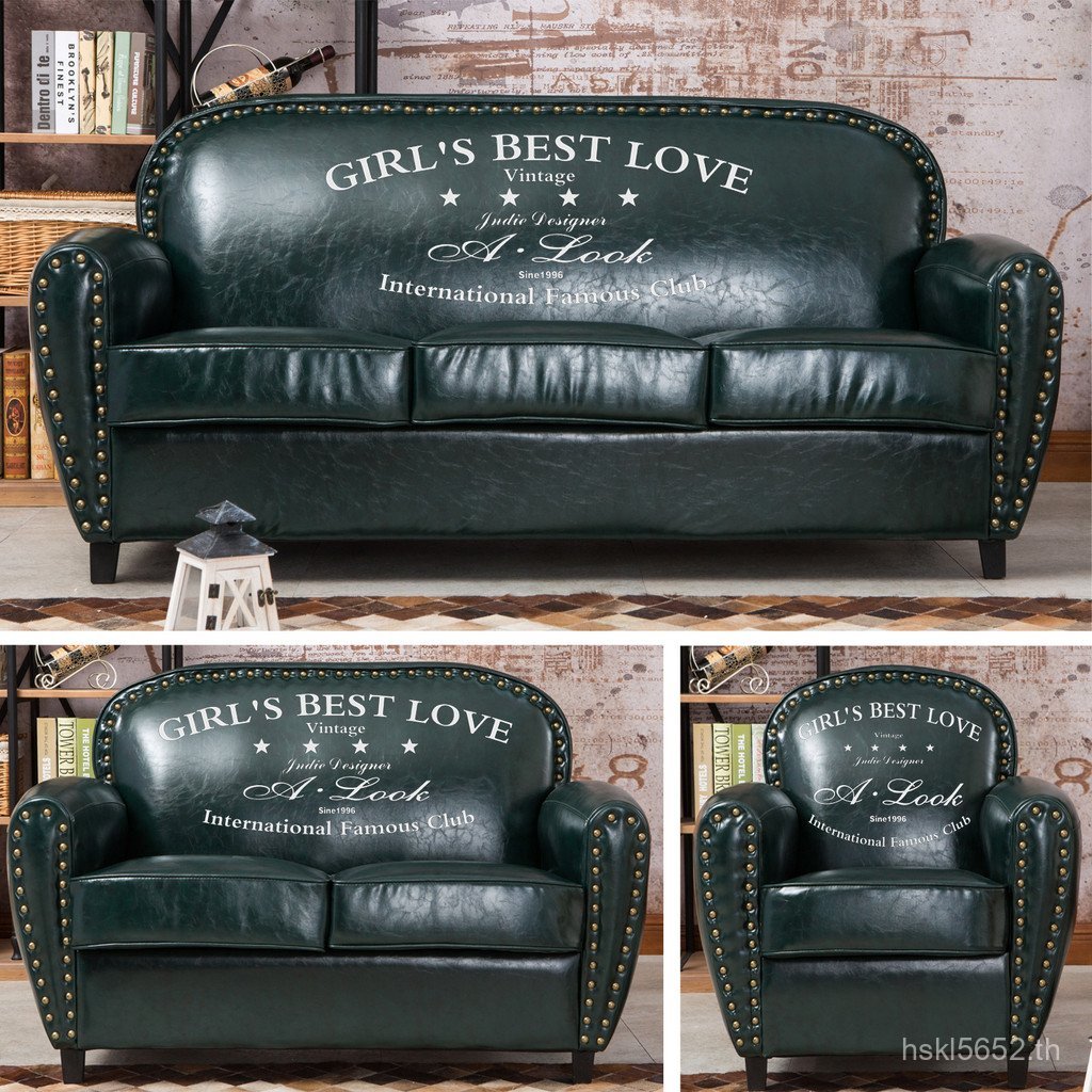 Three-Person Retro อเมริกันโซฟา Small Apartment Shop Bar 7K Rest Area Single Double Two-Person เช่าค