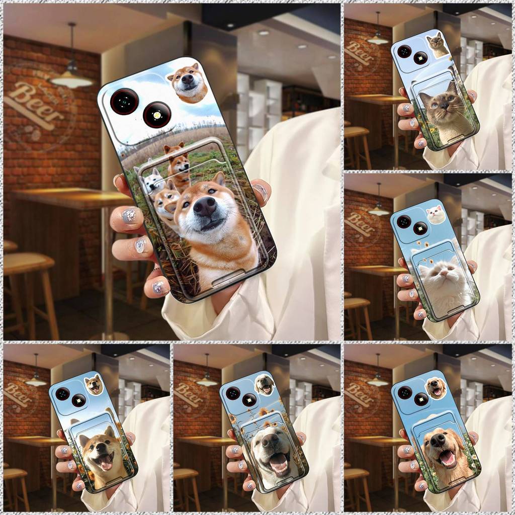 การ์ตูนป้องกันฝุ่นเคสโทรศัพท์สําหรับ ZTE Blade A35E Cat Card sleeve Graffiti ป้องกันช่องใส่การ์ดกันก