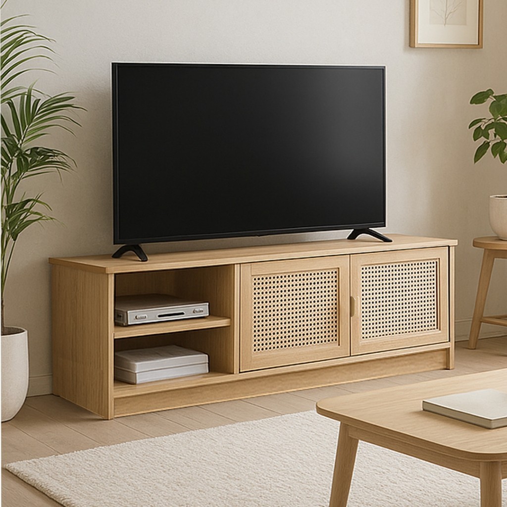 Furniture Direct NOKA ALESANA Printed Rattan features TV Cabinet/Almari Tv/rak tv kayu /Rak TV