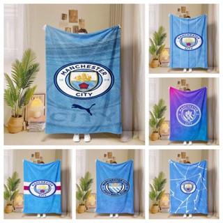 แมนซิตี้ เอฟซี ผ้าห่มสักหลาดนุ่มพิเศษอบอุ่นตุ๊กตาโยนสําหรับเ…