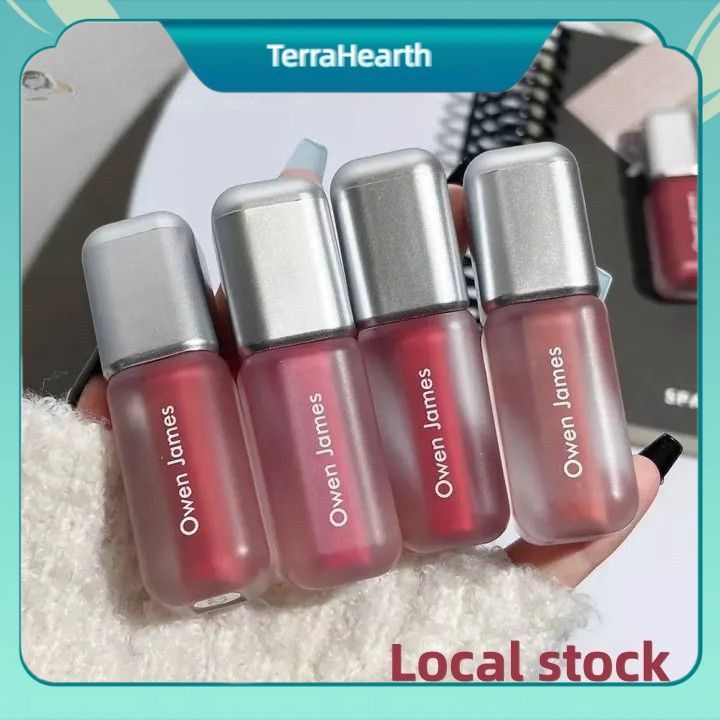 【จัดส่งภายใน 2-3 วัน】 【สินค้าพร้อมส่งในประเทศ】ลิปกลอสเนื้อแมตต์ติดทนนาน Owen James สูตรธรรมชาติ สำหร