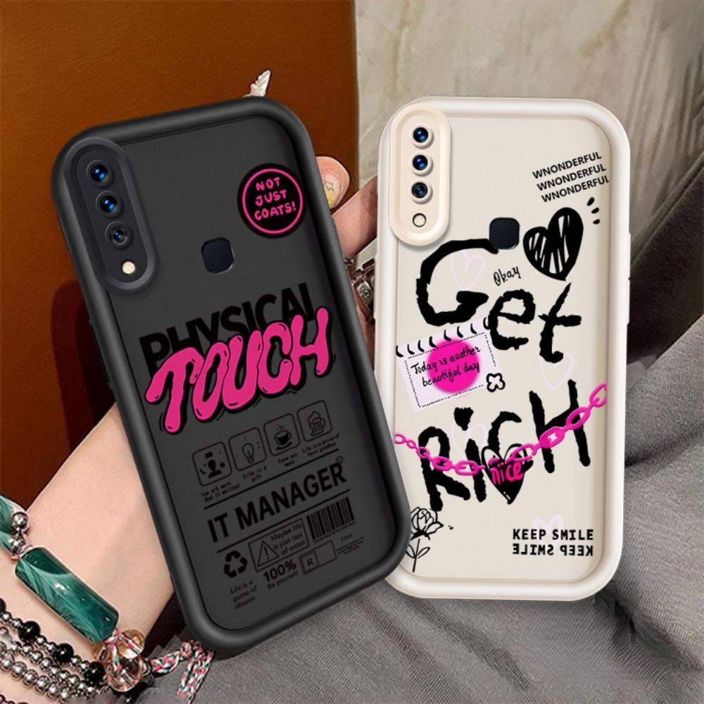 ปลอกคู่โทรศัพท์สําหรับ VIIVO Y17 Y15 Y12 Y12i Y11 2019 น่ารักการ์ตูนซิลิโคนข้อความ Graffiti กันกระแท