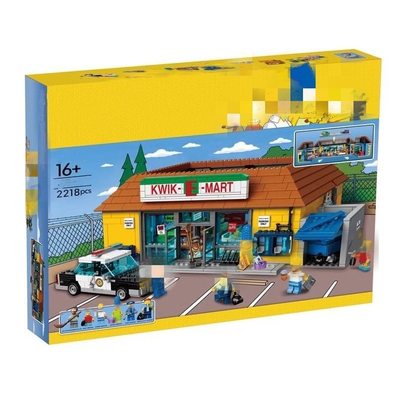 D3016 Street View สถาปัตยกรรม Simpson ซูเปอร์มาร์เก็ตอนุภาคขนาดเล็กประกอบอาคารบล็อก X19044 ของเล่น T