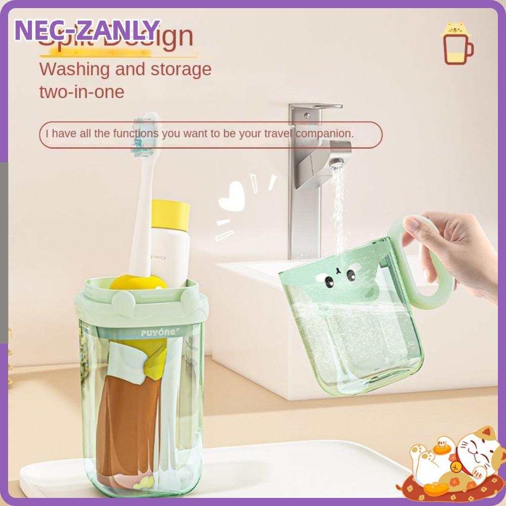 กล่องเก็บแปรงสีฟัน NEC-ZANLY, ถ้วยน้ํายาบ้วนปากแบบพกพา 2 In 1, อุปกรณ์ทําความสะอาดการ์ตูนล้างถ้วยห้อ
