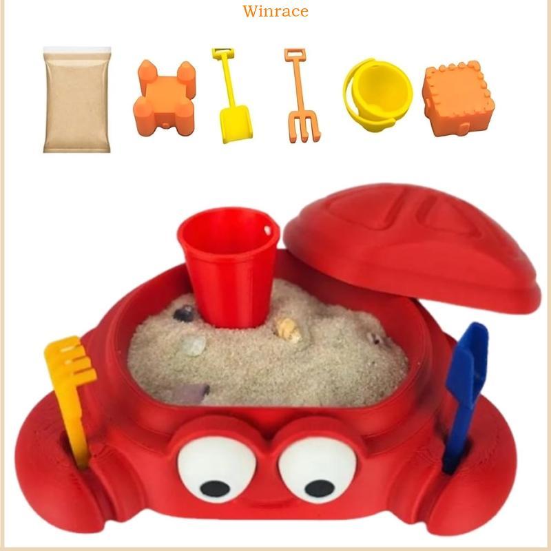 WRC Mini Crab Sandbox พร้อมฝาปิด-โต๊ะ Zen Garden Kit ผู้ใหญ่ Sensory Sandscape พร้อมแม่พิมพ์ทราย MIN