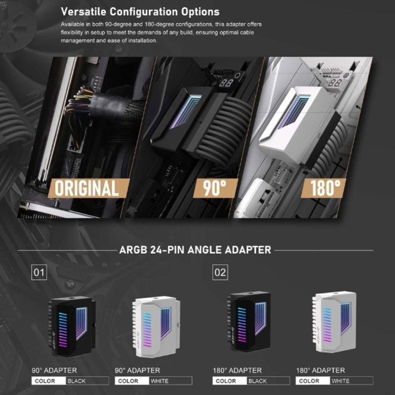 TG 24Pin อะแดปเตอร์แหล่งจ่ายไฟ 24Pin 180 องศาตัวเชื่อมต่อไฟ ARGB 180° เมนบอร์ดตัวเชื่อมต่อ