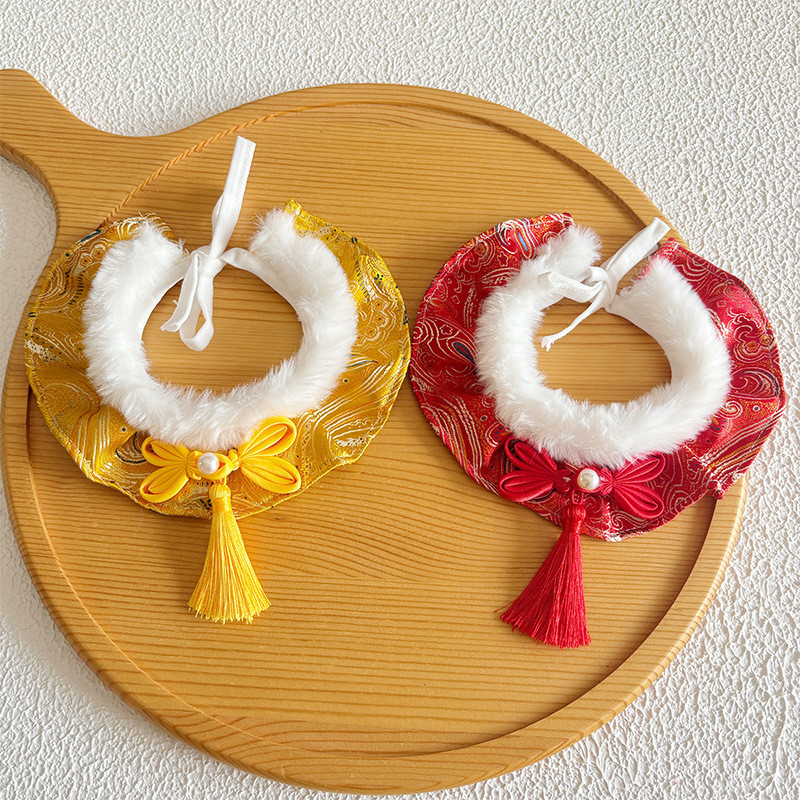 ปีใหม่สัตว์เลี้ยงอุปกรณ์ปีใหม่แมวปีใหม่เอี๊ยมสุนัขเทศกาลฤดูใบไม้ผลิผ้าพันคอขนปลอกคอผ้าคลุมไหล่เทศกาล