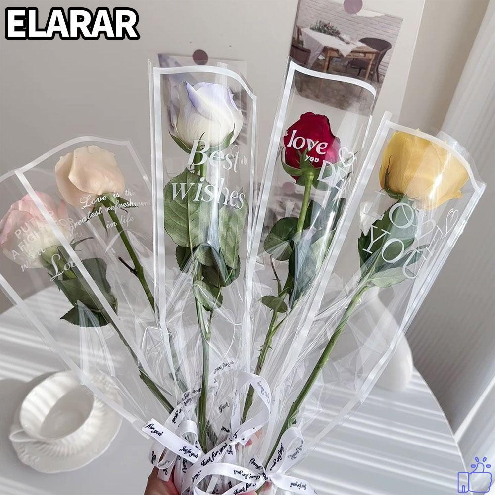 เอลรา‌ร 50ชิ้นถุงห่อดอกไม้,กันน้ําอินสไตล์แขนกุหลาบเดี่ยว,ของขวัญห่อดอกไม้ถุงบรรจุภัณฑ์ช่อดอกไม้โปร่งใสวันวาเลนไทน์