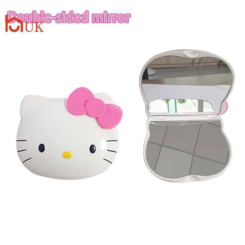 สหราชอาณาจักร 1 ชิ้น Hello Kitty อะนิเมะการ์ตูนนักเรียนแบบพกพาพับกระจกขนาดเล็กใหม่กระจกสองด้านน่ารักของขวัญความงาม ไทย – โปรปัง