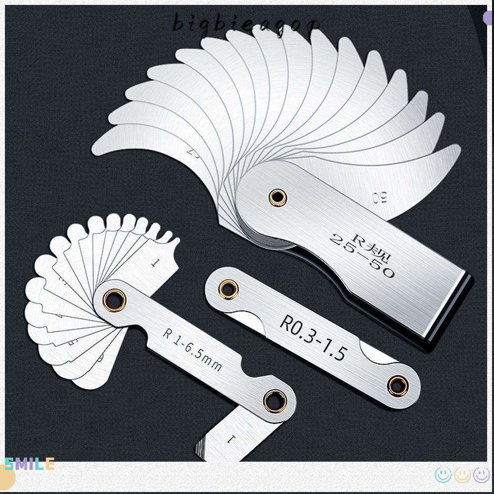 BIGBAEEP Radius Gauge, Screw Pitch Stainless Steel Sample R Gauge, แบบพกพา Arc เครื่องมือวัด R0.3-1.5/R1-7/ R7.5-15/ R15.5-25 Radius Fillet Gage การวัดอุตสาหกรรม