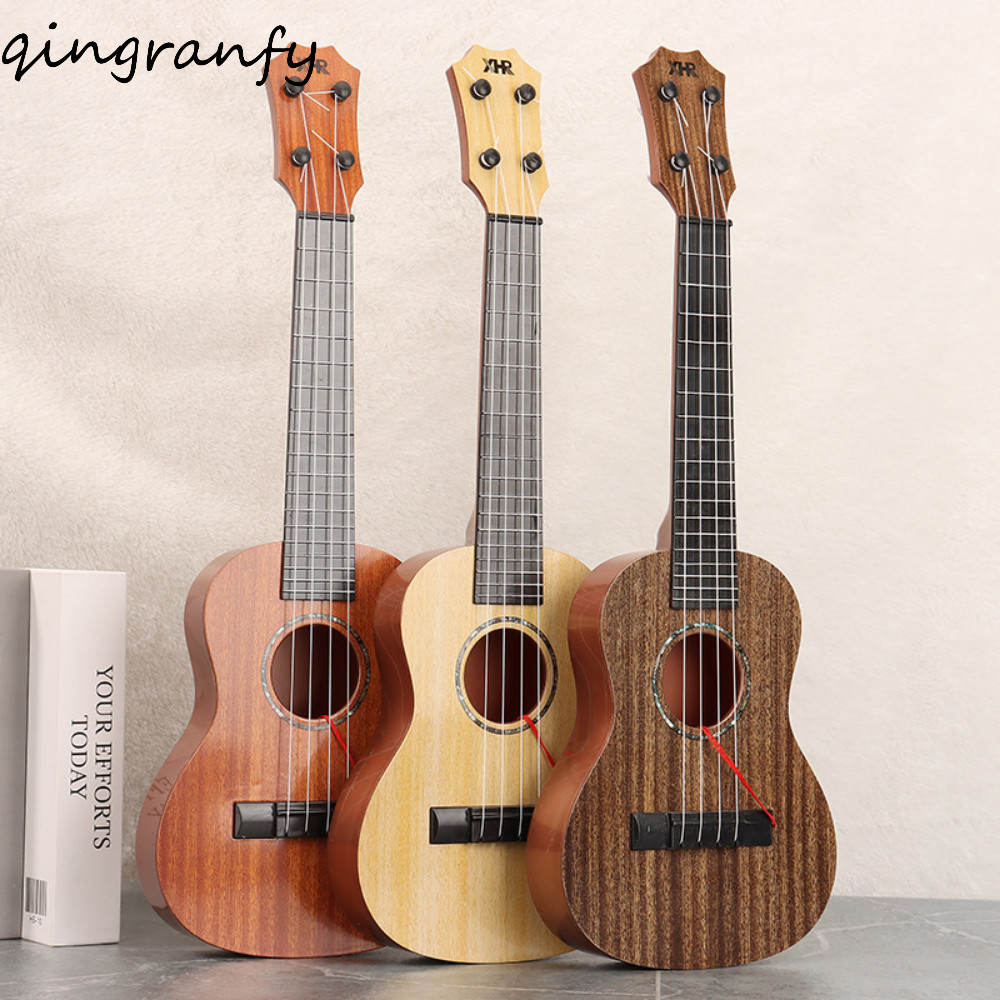 CRANK Ukulele เครื่องดนตรี, 4 สาย Yukrili ของเล่นจําลอง Ukulele ของเล่น, Stringed Instrument คลาสสิกปรับ String Knob ทนทานกีตาร์ขนาดเล็กของเล่นเด็ก