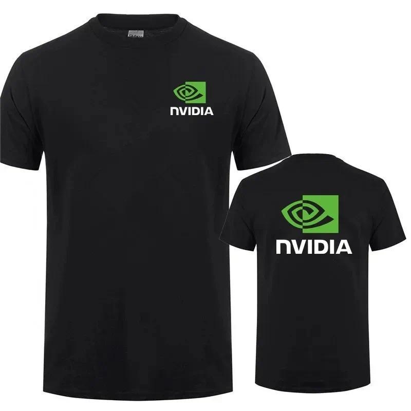 Nvidia T เสื้อผู้ชายแขนสั้นผ้าฝ้าย NVIDIA เสื้อยืดผู้ชายเสื้อเย็น Tshirt รอบคอผ้าฝ้ายแท้ฮาราจูกุ