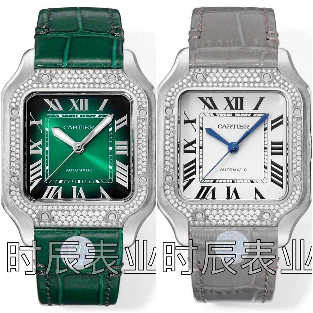 THB/AF Santos นาฬิกาคู่นําเข้า 316L วัสดุอบเข็มสีฟ้าผู้ชาย 39.8mmx47.5 มม.ผู้หญิง 35.1mmx43.5 มม.ผู้