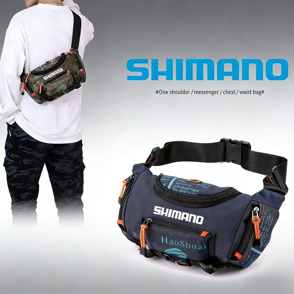 กระเป๋าเอว multifunction สำหรับตกปลา Shimano แบบ camouflage ป้องกันการโจรกรรมด้วยซิปล็อก