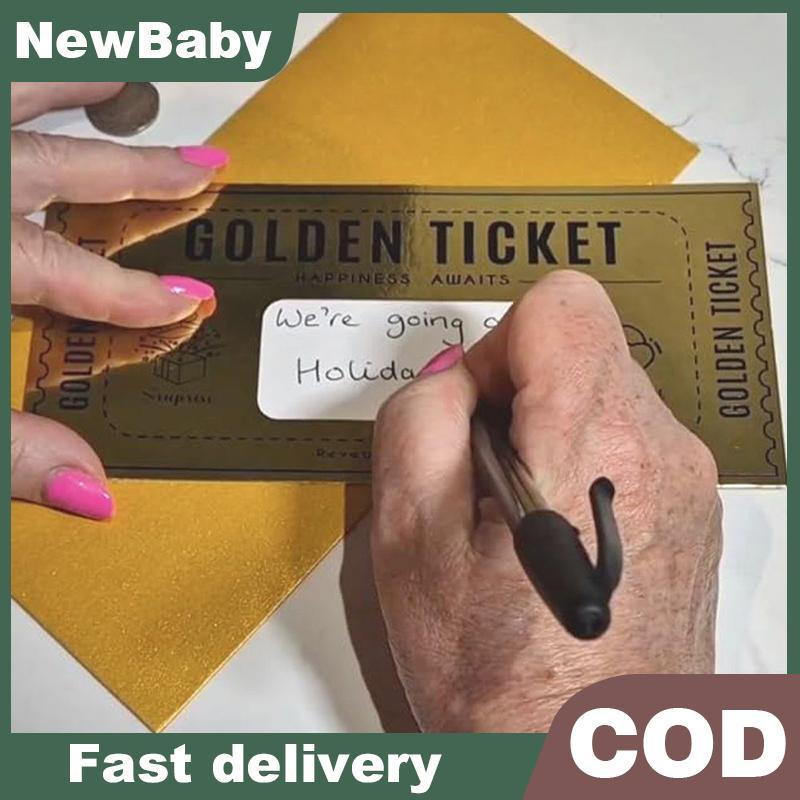 NEWBABY 1 ชุด Deluxe Golden Ticket Surprise Off Card Christmas Surprise เปิดเผยการ์ด Off Ticket Surp
