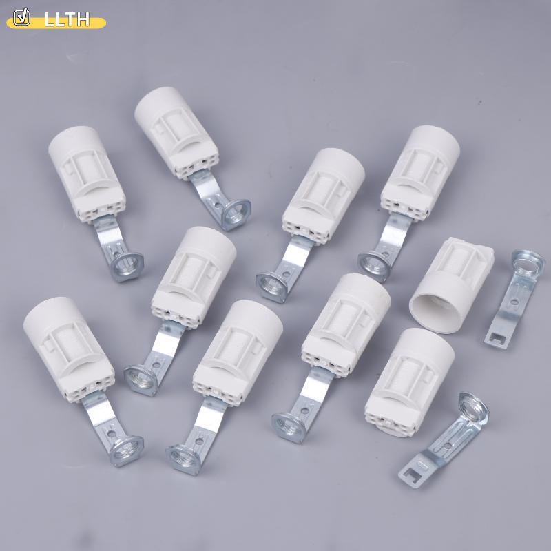 LLTH 10 ชิ้น Candelabra ซ็อกเก็ต E14 วงเล็บโคมไฟฐานสังกะสีซ็อกเก็ตผู้ถือหลอดไฟสําหรับโคมไฟคริสตัลร้อน