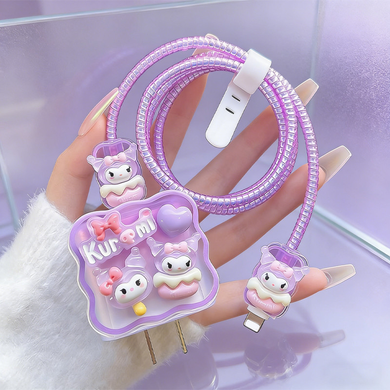 หัวชาร์จ PD 18W 20w เคสรูปสุนัขน่ารัก ที่ม้วนเก็บสาย ที่เก็บสายชาร์จเร็ว ฝาครอบป้องกันสายชาร์จ