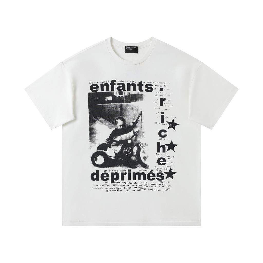 PQSA ERD Melancholy Rich Second Generation Portrait Letter Print High Street Casual Loose Couple