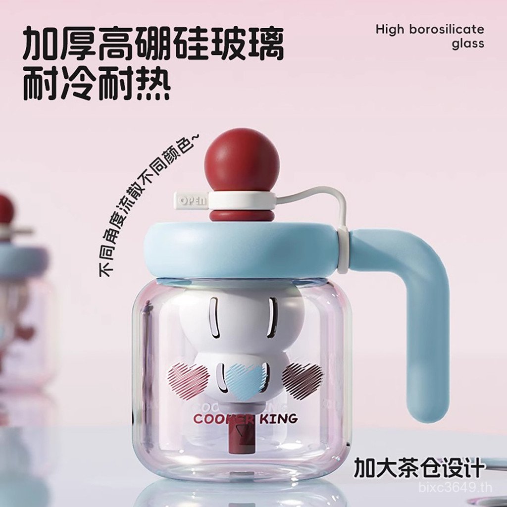 ถ้วยสํานักงานบอโรซิลิเกตสูงความจุขนาดใหญ่ฟางมูลค่าสูงพร้อมที่จับถ้วยน้ําหญิงฤดูร้อนแก้ว MBH5