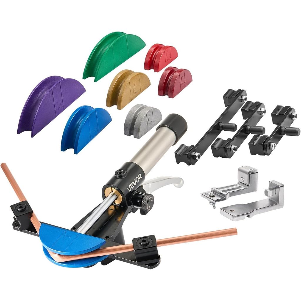 VEVOR ชุดดัดท่อไฮดรอลิก, 1/4 ถึง 7/8 นิ้ว, ดัดท่อทองแดง, เครื่องมือดัด HVAC เดินหน้า/ย้อนกลับ, พร้อม