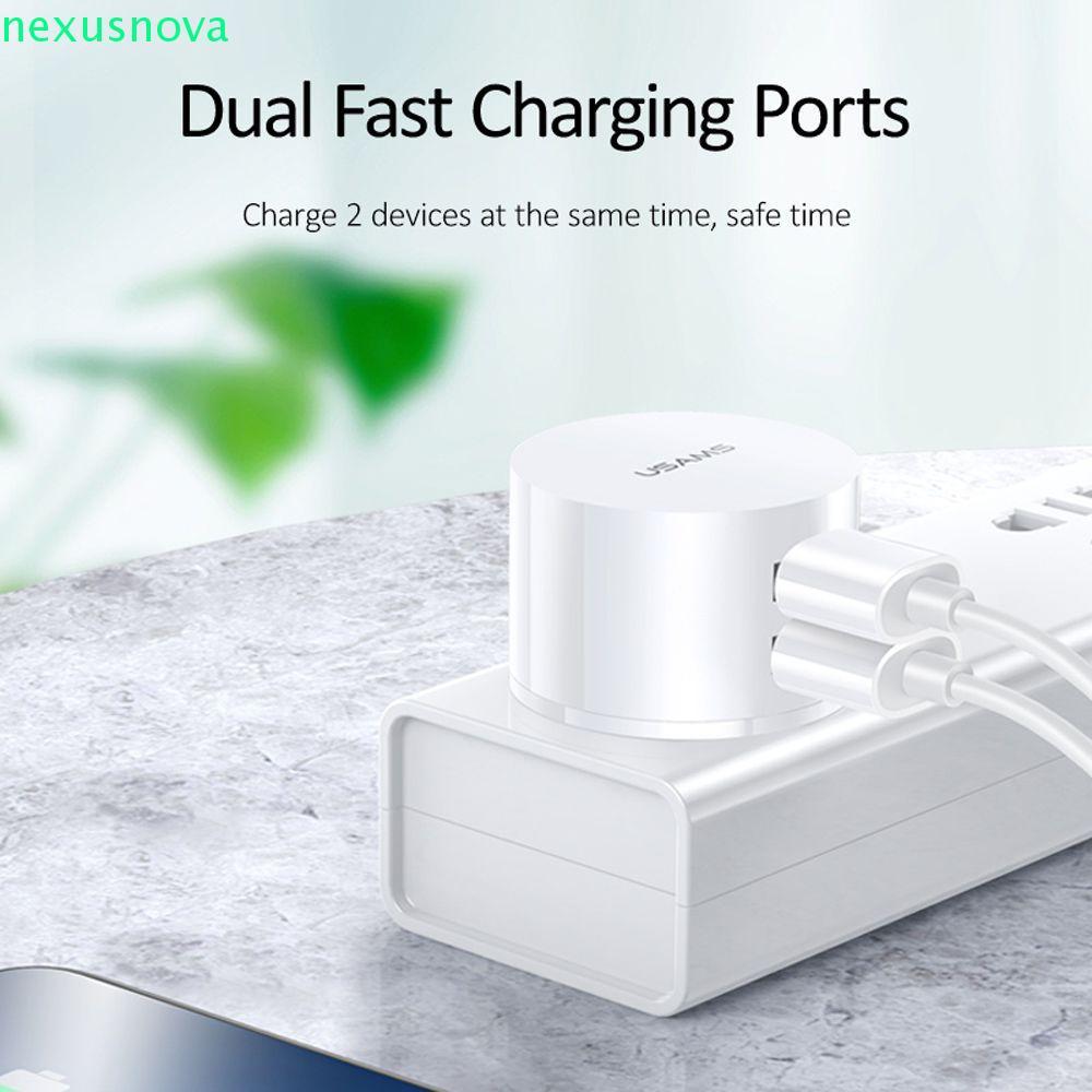 NEXUSNOVA Dual Usb Round Charger 5V 2.1A Universal Dual USB Quick Charge Mini Adapter Travel Charger