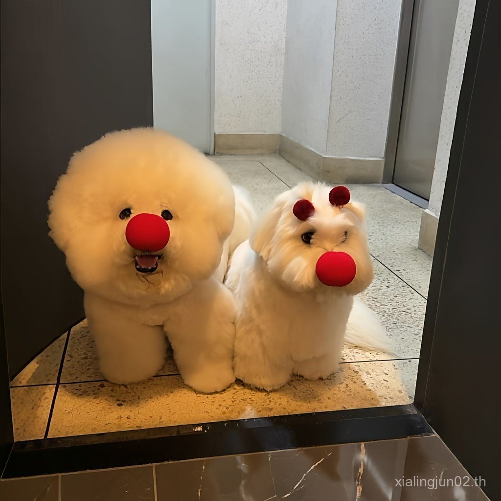 สัตว์เลี้ยงตกแต่งคริสต์มาสลูกสุนัขจมูกสีแดงรูดอล์ฟคอสเพลย์แต่งตัวอุปกรณ์ประกอบฉากบรรยากาศภาพเครื่องม