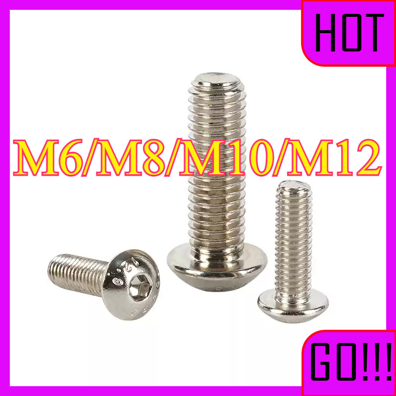 หัวจมกลม น็อต สกรู เกรด 10.9 ชุบนิกเกิล เกลียวมิล หยาบ / button head hexagon socket machine screw M6