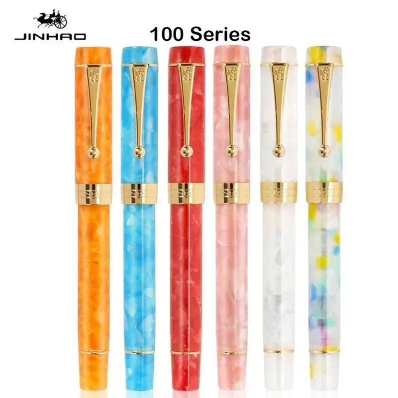 JINHAO 100 Centennial Fountain ปากกาเรซิ่นคลิปทอง Nib EF FM นักเรียนปากกาธุรกิจเครื่องเขียนโรงเรียนอ