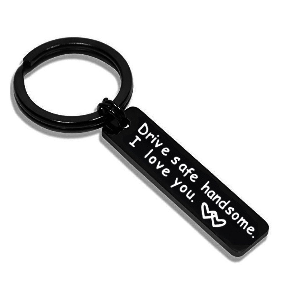 Black drive safe ฉันต้องที่นี่กับฉัน Driving Well พวงกุญแจสแตนเลส