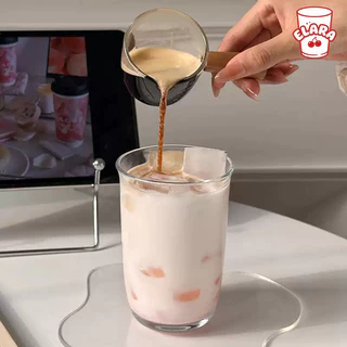 แก้วน้ำแก้วใสลายริ้ว 400ml สไตล์มินิมอล | แก้วกาแฟ แก้วนม แก้วน้ำเย็น ดีไซน์เกาหลี ถ่ายรูปสวย