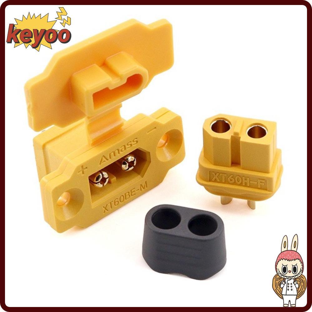 KEYOOL XT60BE ปลั๊กตัวผู้, สีดําสีเหลืองแบบพกพา XT60BE-MF Connector, ตะวันออกติดตั้ง Amass พร้อมฝาคร