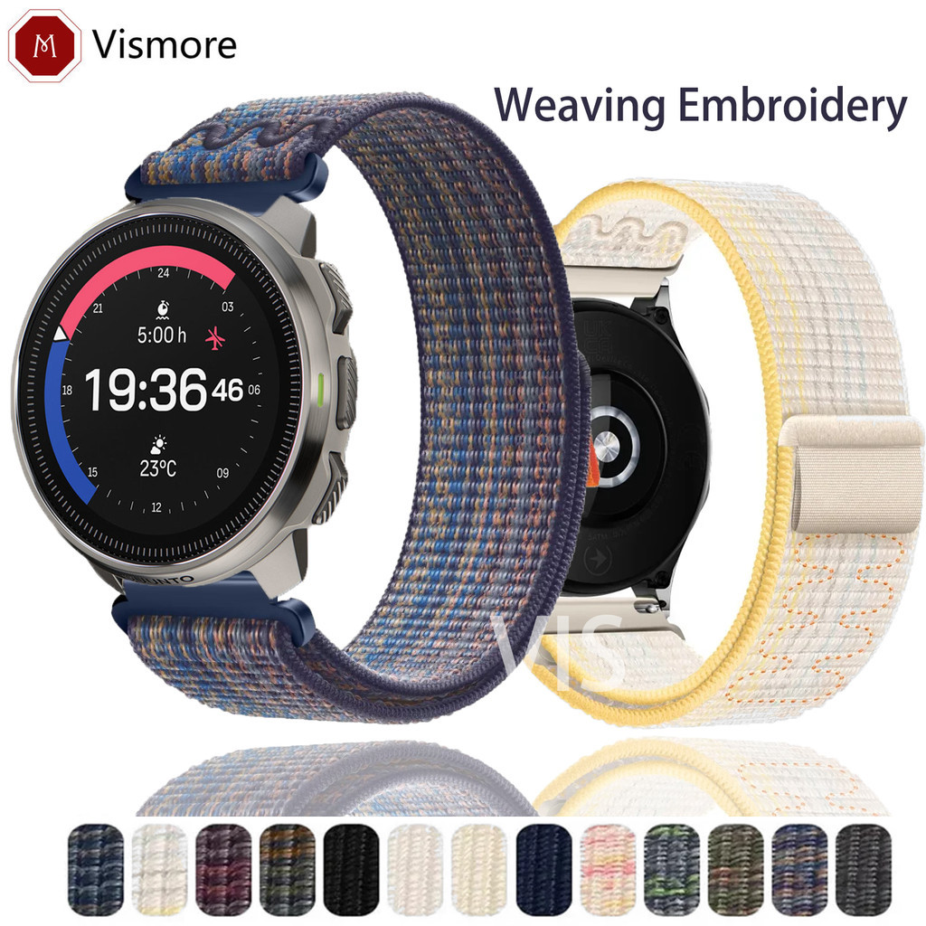 20 มม.22 มม.ใหม่เย็บปักถักร้อยห่วงไนลอนสําหรับ SUUNTO 9 PEAK PRO/9 5 PEAK DLC/SUUNTO 3 ฟิตเนส/RACE/Ocean/VERTICAL/Run Velcro ทอผ้าอัจฉริยะผู้ชายผู้หญิงกีฬาคุณภาพสูงสายคล้อง