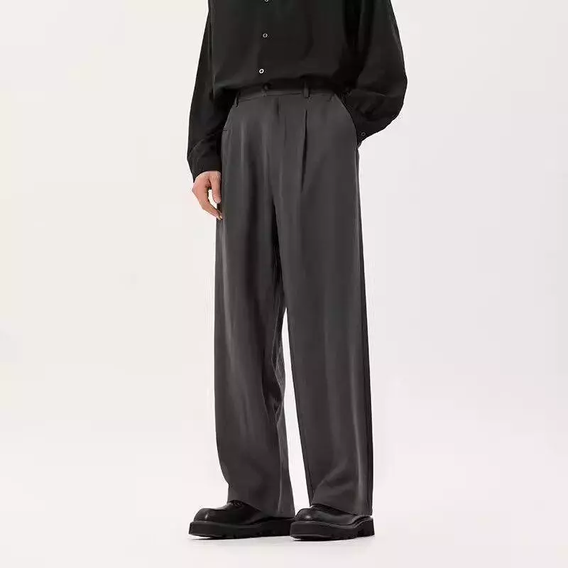 MNO.9 Pants X218 กางเกงสแล็ค ขายาว ขาปล่อย เอวสม็อค แฟชั่นชาย Man Clothing สีดำ เทา และกาแฟ